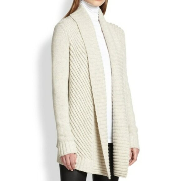 Vince. Yak & wool cardigan Small Heather Oatmeal - Picture 2 of 9